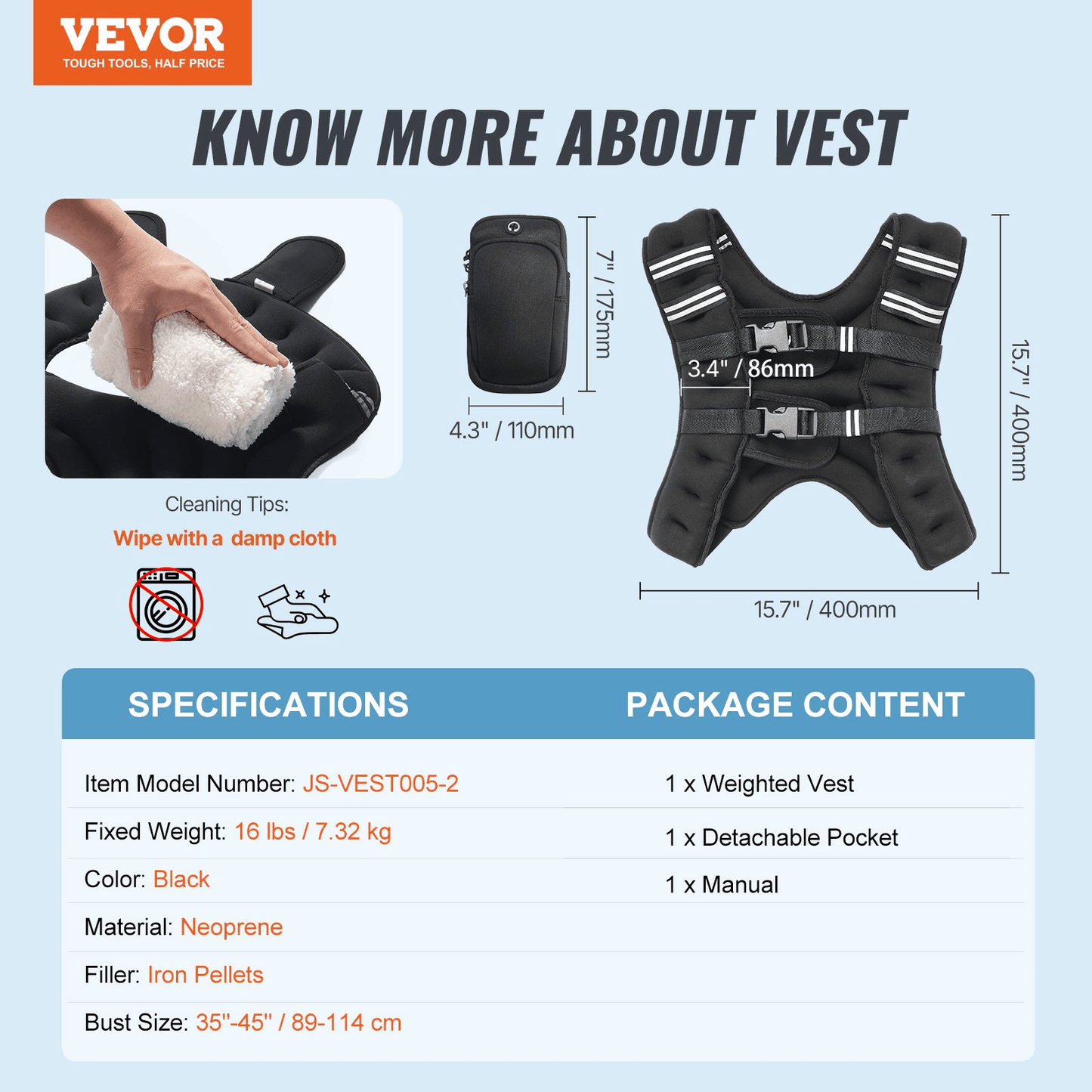 VEVOR 16 lb Weighted Vest for Training & Cardio
