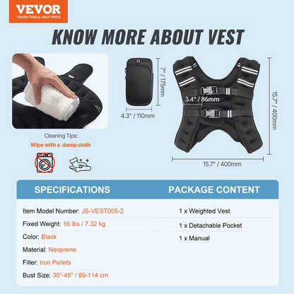 VEVOR 16 lb Weighted Vest for Training & Cardio