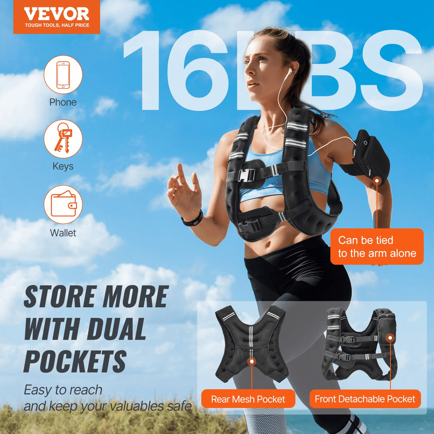 VEVOR 16 lb Weighted Vest for Training & Cardio